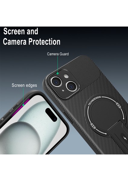 iPhone 14 Için Manyetik Kılıf, Karbon Fiber Tasarım, Standlı Tpu Hibrit Telefon Kılıfı, Mor (Yurt Dışından) modelleri