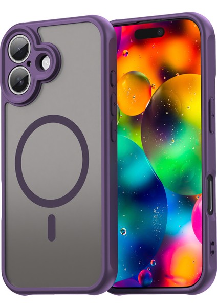 iPhone 17 Için Manyetik Kılıf, Yarı Saydam Mat Arka, Kamera Korumalı Darbeye Dayanıklı Telefon Kılıfı, Mor (Yurt Dışından)