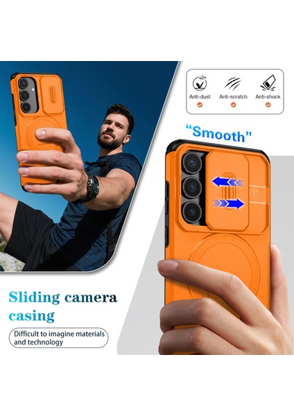 Samsung Galaxy S25 Fe Için Manyetik Kılıf, Kayar Kamera Korumalı Çift Katmanlı Darbeye Dayanıklı Telefon Kılıfı, Ayarlanabilir Stand, Turuncu (Yurt Dışından) fırsatları