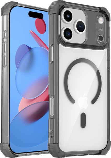 iPhone 17 Pro Max Için Manyetik Kılıf, Magsafe Darbeye Dayanıklı Askeri Koruma Şeffaf Telefon Kılıfı Siyah (Yurt Dışından)