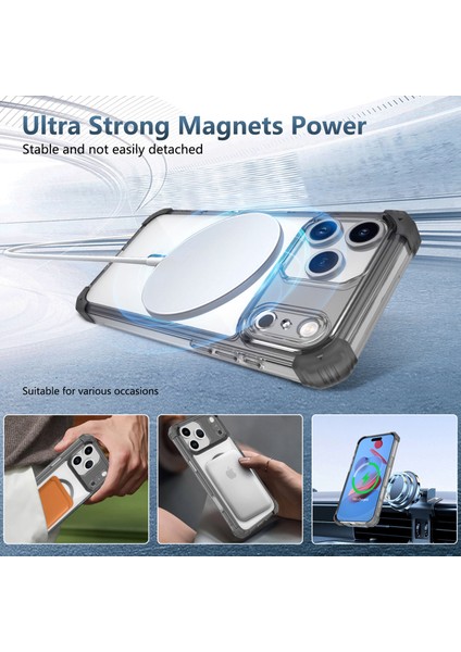 iPhone 17 Pro Max Için Manyetik Kılıf, Magsafe Darbeye Dayanıklı Askeri Koruma Şeffaf Telefon Kılıfı Siyah (Yurt Dışından) fiyatları