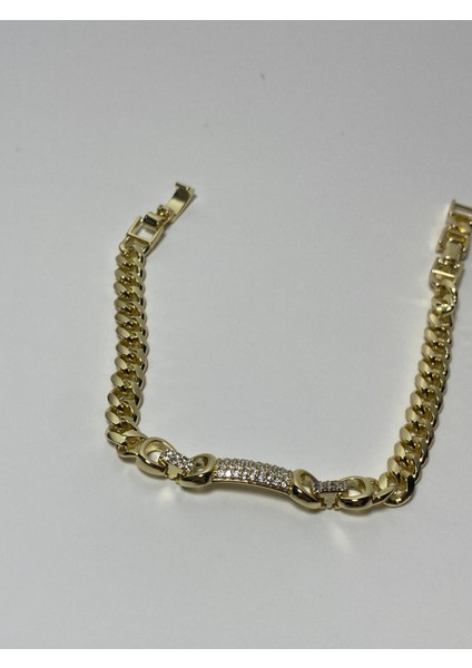 Şık Tasarım Pirinç Gold Ekli Bileklik