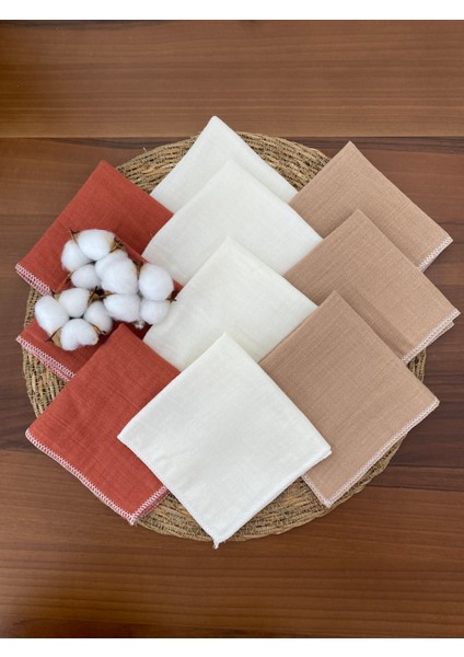 10'lu Müslin Bebek Ağız Mendili,ter Bezi %100 Pamuk 25X25 cm