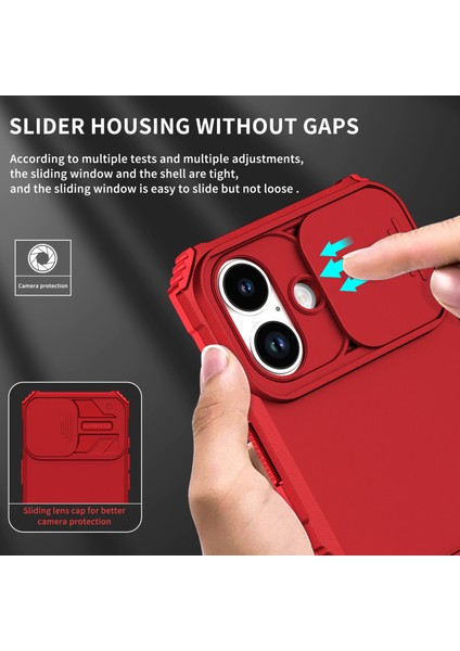 iPhone 17 Için Çift Katmanlı Kılıf, Darbeye Dayanıklı, Kayar Kamera Korumalı Sağlam Standlı Koruyucu Kılıf, Kırmızı (Yurt Dışından) fiyatları