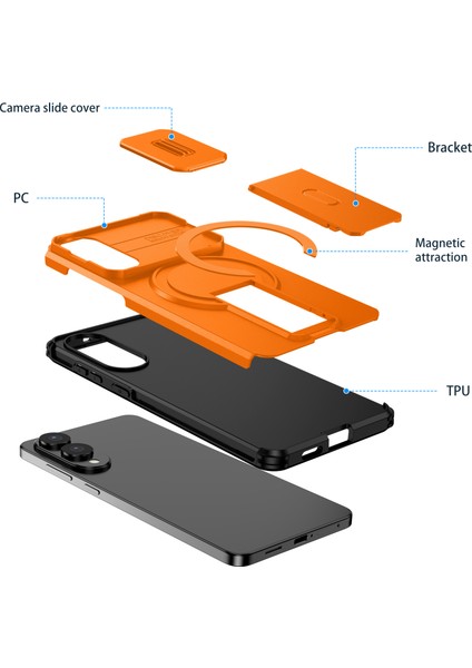 Samsung Galaxy S25 Edge Için Manyetik Kılıf, Kayar Kamera Korumalı Çift Katmanlı Darbeye Dayanıklı Telefon Kılıfı, Ayarlanabilir Stand, Turuncu (Yurt Dışından) fiyatları