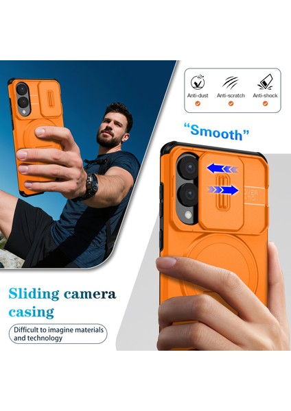 Samsung Galaxy S25 Edge Için Manyetik Kılıf, Kayar Kamera Korumalı Çift Katmanlı Darbeye Dayanıklı Telefon Kılıfı, Ayarlanabilir Stand, Turuncu (Yurt Dışından) fırsatları