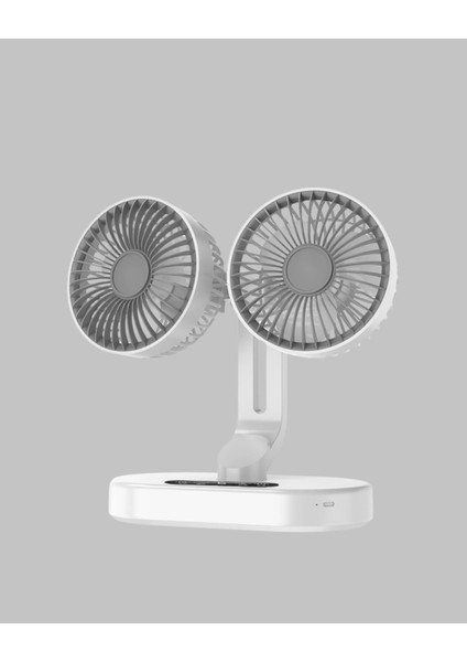 720° Dönebilen Çift Başlıklı USB Şarjlı Masaüstü Vantilatör – Sessiz ve Güçlü Serinlik indirimleri