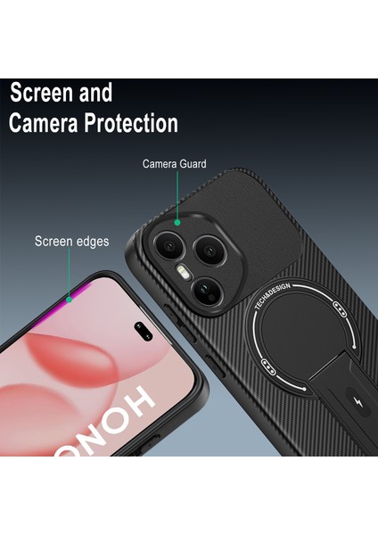 Honor 400 Pro Için Manyetik Kılıf, Karbon Fiber Tasarım, Standlı Tpu Hibrit Telefon Kılıfı, Mor (Yurt Dışından) modelleri