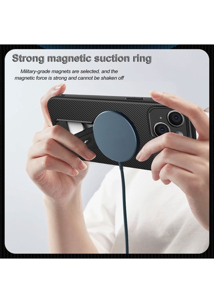 iPhone 13 Için Manyetik Kılıf, Karbon Fiber Tasarım, Standlı Tpu Hibrit Telefon Kılıfı, Siyah (Yurt Dışından) fırsatları