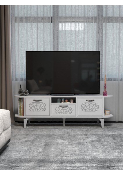 Tv Sehpası Mira Gümüş 5033 Beyaz 160 cm 35 cm 50 cm modelleri