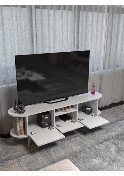 Tv Sehpası Mira Gümüş 5033 Beyaz 160 cm 35 cm 50 cm fırsatları
