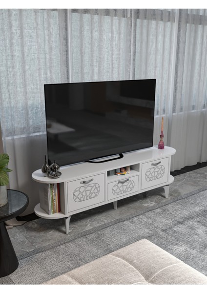 Tv Sehpası Mira Gümüş 5033 Beyaz 160 cm 35 cm 50 cm indirimleri