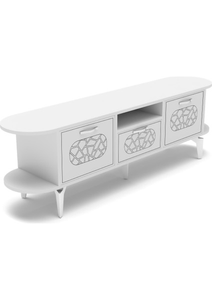 Tv Sehpası Mira Gümüş 5033 Beyaz 160 cm 35 cm 50 cm