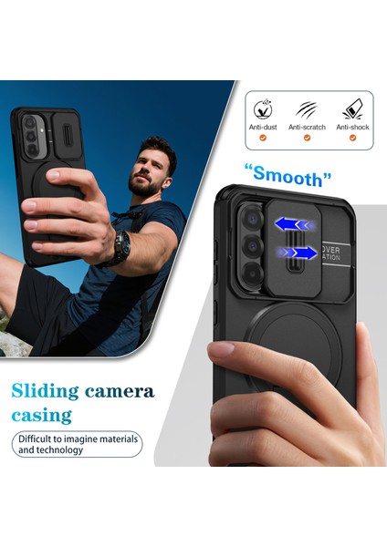 Samsung Galaxy A56/A36 Için Manyetik Kılıf, Kayar Kamera Korumalı Çift Katmanlı Darbeye Dayanıklı Telefon Kılıfı, Ayarlanabilir Stand, Siyah (Yurt Dışından) fırsatları