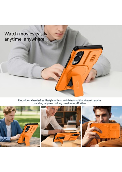 Samsung Galaxy S25 Edge Için Manyetik Kılıf, Kayar Kamera Korumalı Çift Katmanlı Darbeye Dayanıklı Telefon Kılıfı, Ayarlanabilir Stand, Turuncu (Yurt Dışından) indirimleri