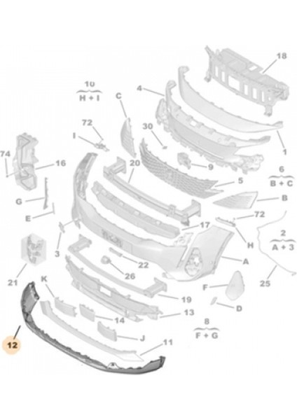 Peugeot 3008 2021- Ön Tampon Spoyleri Oem No (98368282XT)