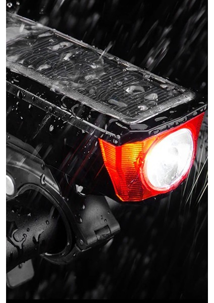 Güneş Enerjili USB Şarjlı Bisiklet Lambası Solar Fener Ön Far Işık Aydınlatma Kornalı indirimleri