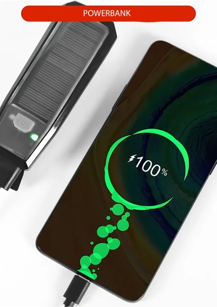 Güneş Enerjili USB Şarjlı Bisiklet Lambası Solar Fener Ön Far Işık Aydınlatma Kornalı