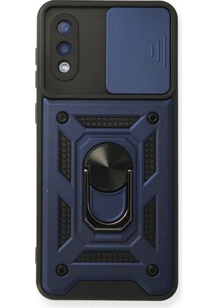 Samsung Galaxy A02 Kılıf Pars Lens Yüzüklü Silikon - Lacivert (K95)