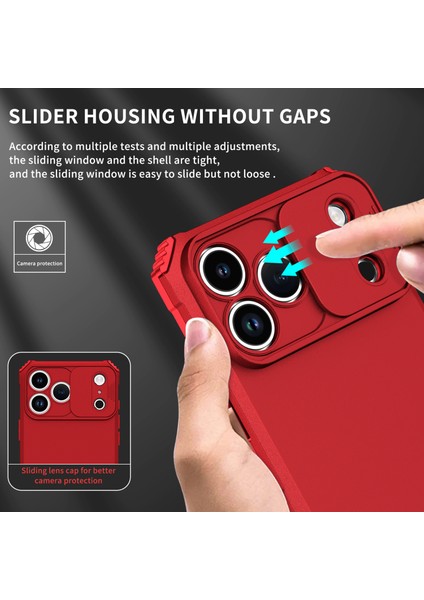 iPhone 17 Pro Için Çift Katmanlı Kılıf, Darbeye Dayanıklı, Kayar Kamera Korumalı Sağlam Standlı Koruyucu Kılıf, Kırmızı (Yurt Dışından) modelleri