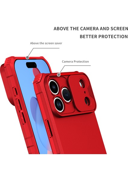 iPhone 17 Pro Için Çift Katmanlı Kılıf, Darbeye Dayanıklı, Kayar Kamera Korumalı Sağlam Standlı Koruyucu Kılıf, Kırmızı (Yurt Dışından) indirimleri