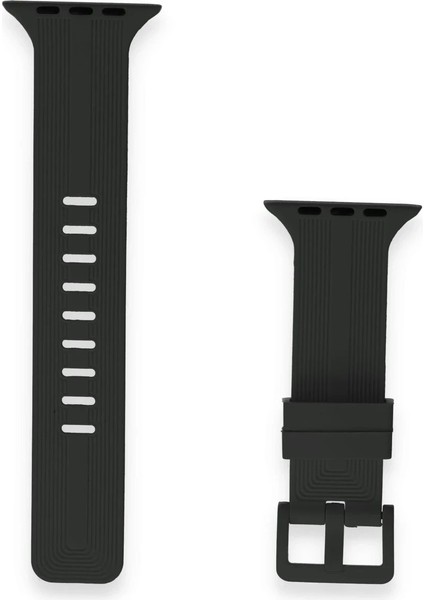 Apple Watch 42MM KR408 Çizgili Silikon Kordon - SIYAH-(5796) - I17H51N7-2A41VS fiyatları