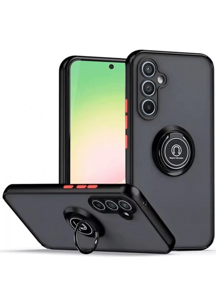 Samsung Galaxy S23 Fe Kılıf Montreal Yüzüklü Silikon Kapak - Siyah (K95)