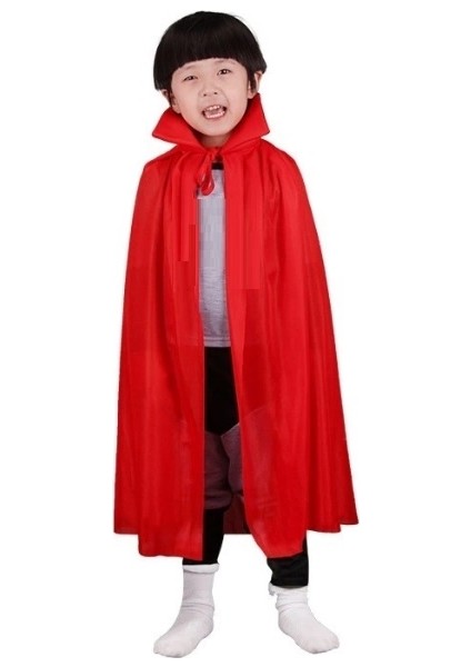 Buğz Kırmızı Renk Yakalı Pelerin Çocuk Boy 90 cm