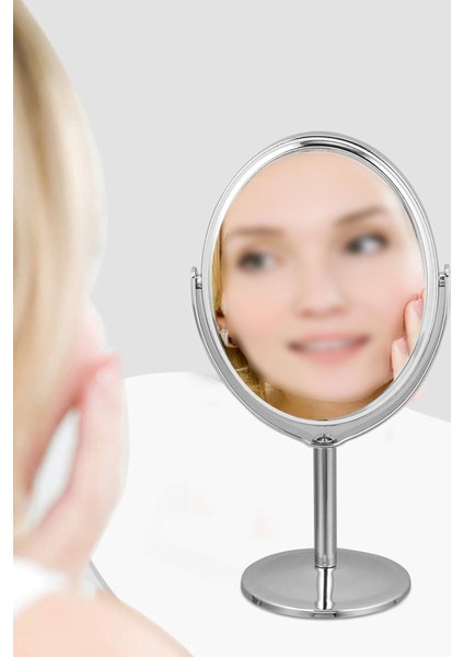 Mini Retro Masa Aynası Yuvarlak Gümüş Renk Şirin Zarif Masa Makyaj Aynası fırsatları