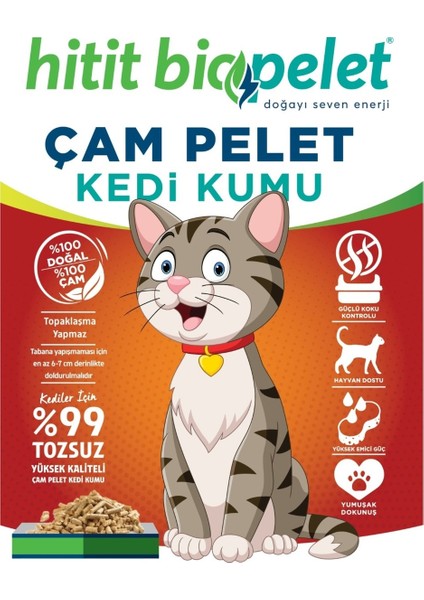 Çam Peleti Kedi Kumu - Tozsuz, Yüksek Emici 10 kg - 20 Lt.