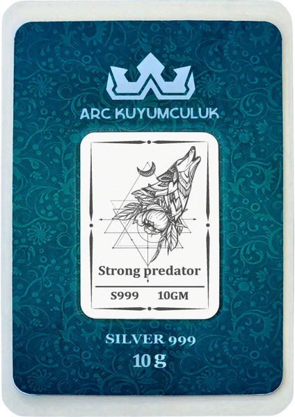 Kurt Temalı 999 Ayar Gümüşten Üretilmiş Hediyeye Özel 10 Gram Gümüş Külçesi-721