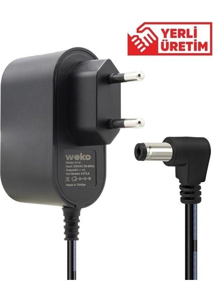 Weko 9 Volt 1 Amper 5.5*2.5 Uçlu Priz Tipi Adaptör