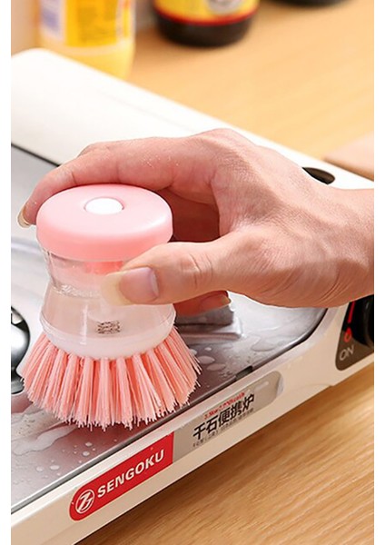 Bulaşık Yıkama Fırçası Deterjan Hazneli Çok Amaçlı Ocak Tencere Tava Mutfak Banyo Temizleme Fırçası