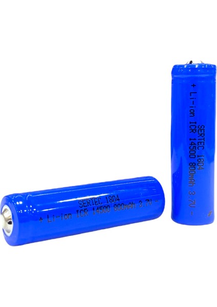 3.7V Li-ion 14500 AA - 800 Mah 1C Şarjlı Pil (Başlı)
