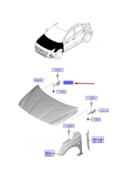 I20 Kaput Menteşesi Sağ 2020- Oem No (66920Q0000)