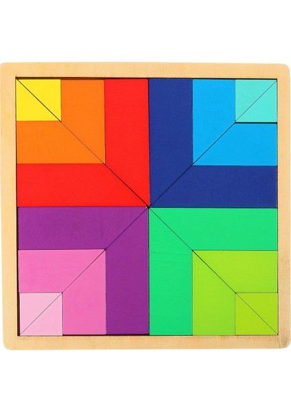 24 Parça Ahşap Tengrem Seti Gökkuşağı Ahşap Çoklu Puzzle Eğitici Oyun Seti