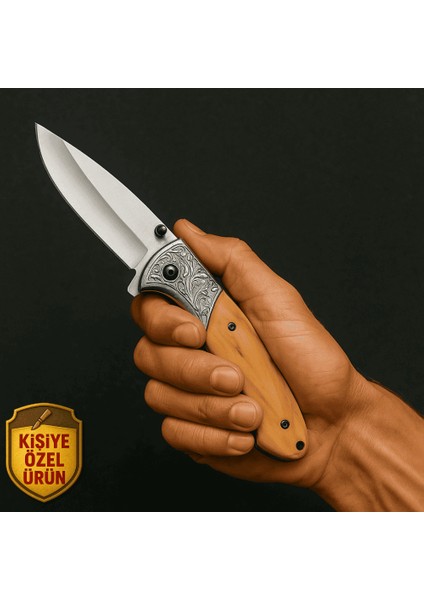 Browning Zeytin Ağacı Saplı Isme Özel Yazılı 9CR18MOV Kalite Paslanmaz Çelik Avcı ve Kamp Bıçağı indirimleri