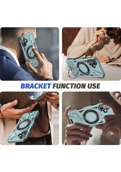 iPhone 17 Için Magsafe ile Uyumlu Kılıf, Çift Katmanlı Sağlam Koruyucu Kılıf, Manyetik Halka Stand, Yeşil (Yurt Dışından) indirimleri
