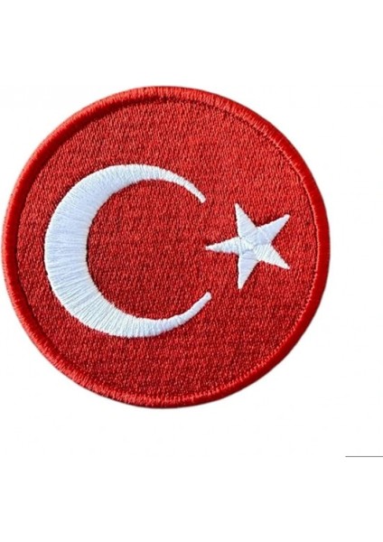 Aplike Ütü İle Yapışan Türk Bayrağı Yuvarlak Büyük Arma 5 cm
