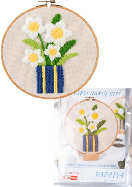 Nakış Kitleri Kasnaklı 13.5 X 18.8 cm Papatya
