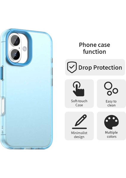 iPhone 17 Için Ince, Yarı Saydam, Mat, Darbeye Dayanıklı Koruyucu Kılıf, Mavi (Yurt Dışından) fırsatları