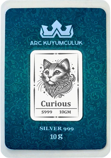 Sevimli Kedi Temalı 999 Ayar Gümüşten Üretilmiş Hediyeye Özel 10 Gram Gümüş Külçesi-719