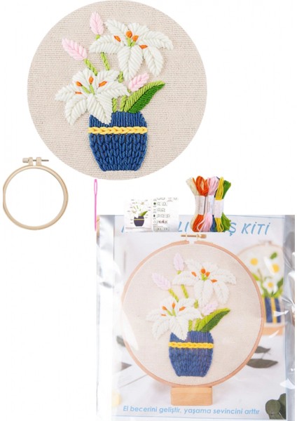 Nakış Kitleri Kasnaklı 13.5 X 18.8 cm Zambak