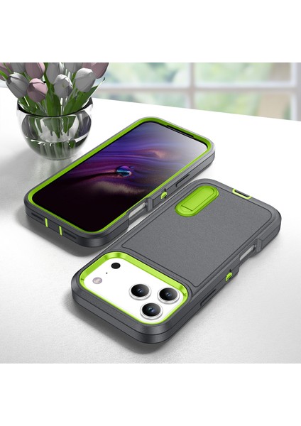 iPhone 17 Pro Max Hibrit Kılıf, Üç Katmanlı Sağlam Darbeye Dayanıklı Ağır Hizmet Tipi Koruyucu Kılıf ve Stand, Gri (Yurt Dışından) fiyatları