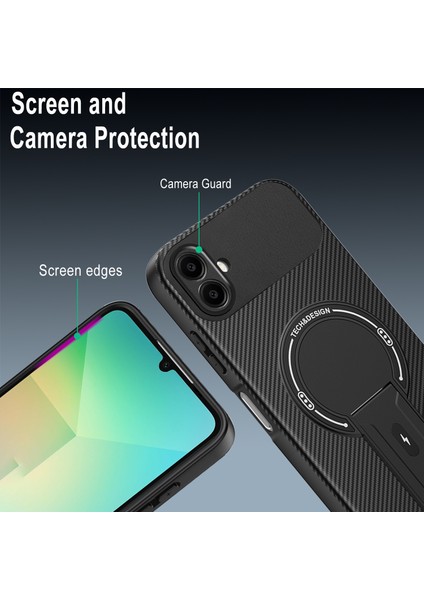 Samsung Galaxy A06 5g/4g Için Manyetik Kılıf, Standlı Karbon Fiber Tasarımlı Tpu Hibrit Telefon Kılıfı, Kahverengi (Yurt Dışından) modelleri