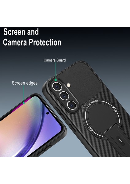 Samsung Galaxy S25 Fe Için Manyetik Kılıf, Standlı Karbon Fiber Tasarımlı Tpu Hibrit Telefon Kılıfı, Mavi (Yurt Dışından) modelleri