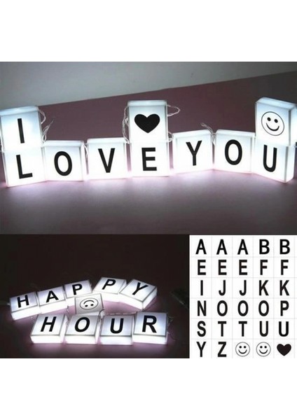 10lu Lightbox Işıklı Harf Mesaj Panosu Dekoratif Harf Işık Zinciri