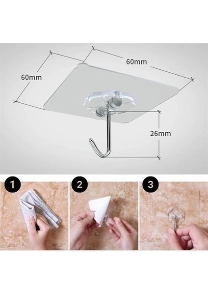 Süper Güçlü Yapışkanlı Suya Dayanıklı Şeffaf Askı 5li Set Yeniden Kullanılabilir Kancalar indirimleri