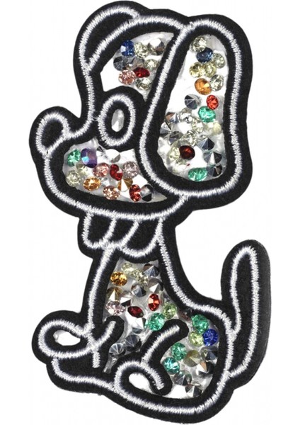 Aplike Ütü İle Yapışan Taşlı Sevimli Köpek Arma 3x5 cm