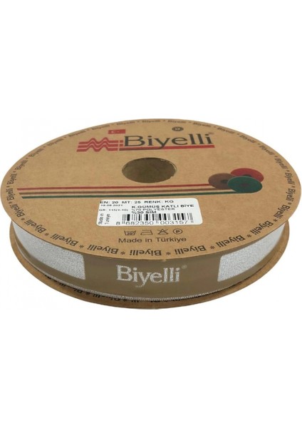 Biye Simli Katlı Kg Gümüş 2 cm 25 Metre %50 Simli % 50 Polyester
